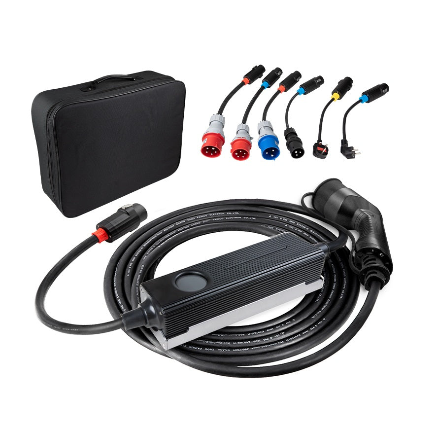 Borne de Recharge Mobile Universelle PCD050 (22kW) – Kit 6 Adaptateurs Inclus